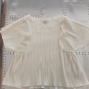 Madewell Ivory Pleated Short-Sleeve Tunic